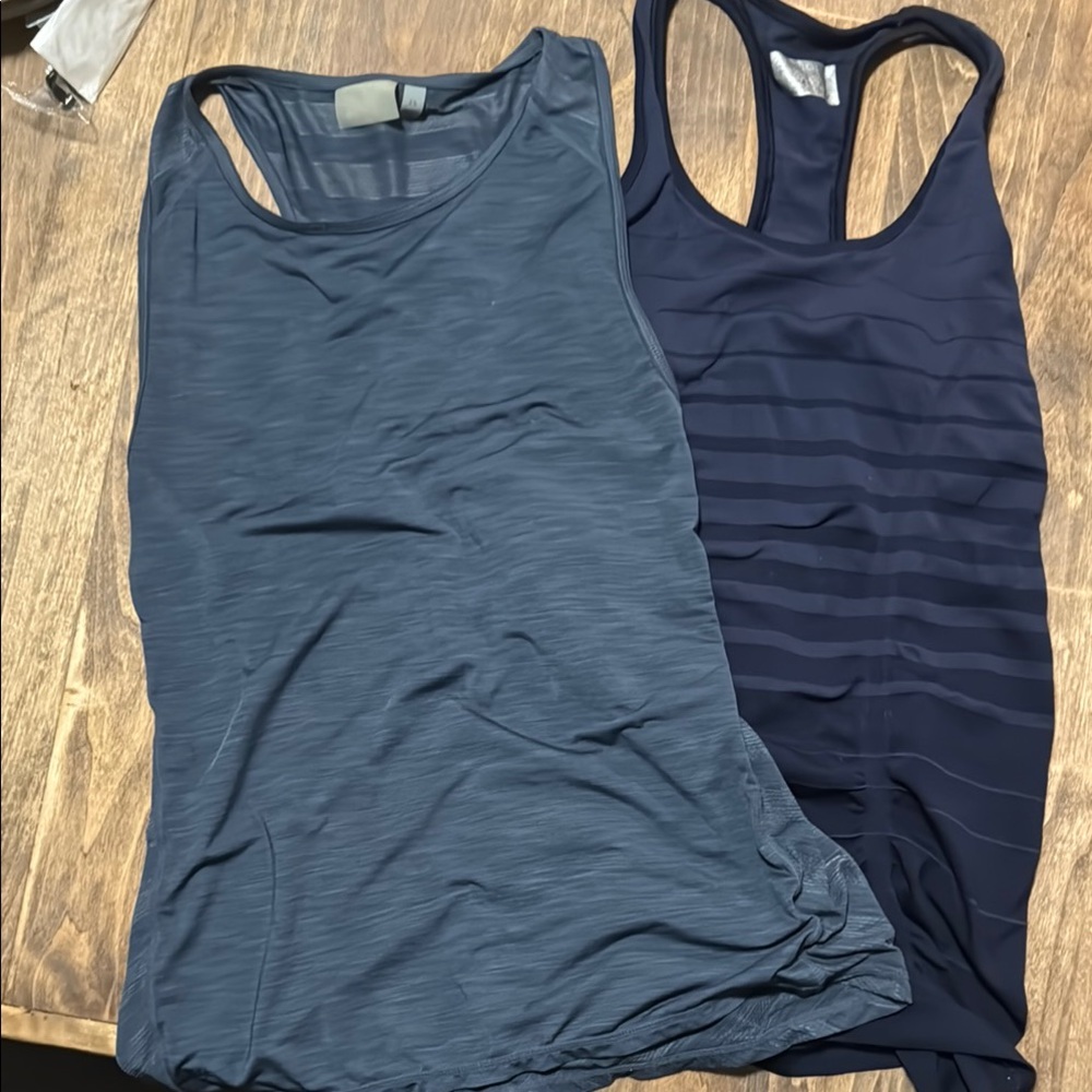 Athleta Gray and Blue Racerback Tank Tops